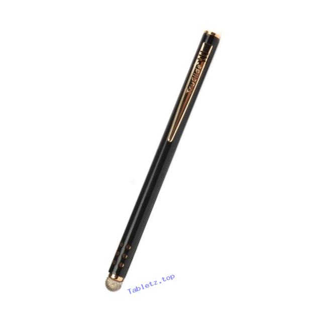 Lynktec TruGlide Mesh Fiber Stylus with Microfiber Knit Tip for All Capacitive Touch Screen Tablets, iPad, and Smartphone (Black with Gold Clip)