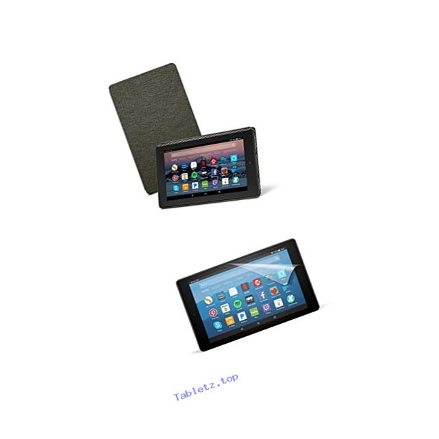 Amazon Cover (Charcoal Black) and Screen Protector (Clear) for Fire HD 8 Tablet (7th Generation, 2017 Release)