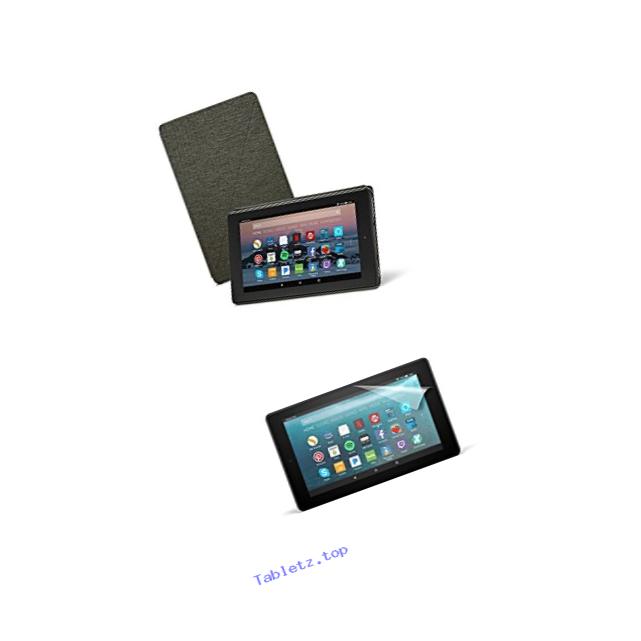 Amazon Cover (Charcoal Black) and Screen Protector (Clear) for Fire 7 Tablet (7th Generation, 2017 Release)