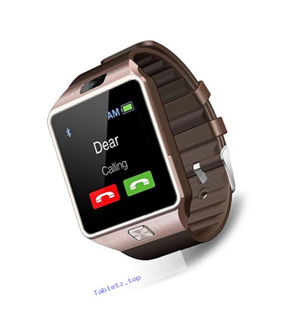 CNPGD dz01 DZ09 Smartwatch, Unlocked Watch Cell Phone All-in-1 Bluetooth Watch for iPhone, Android, Samsung, Galaxy Note, Nexus, HTC, Sony - Brown