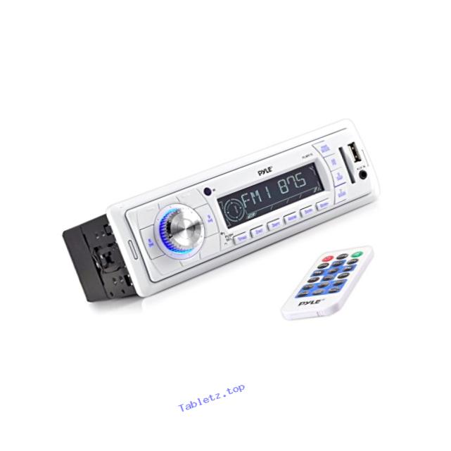 Pyle PLMR18 Stereo Radio Headunit Receiver, Aux (3.5mm) MP3 Input, USB Flash & SD Card Readers, Remote Control, Single DIN