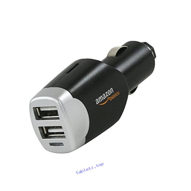 AmazonBasics 4.0 Amp Dual USB Car Charger for Apple & Android Devices - Black