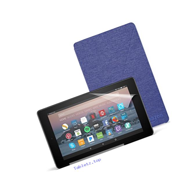All-New Fire 7 Essentials Bundle with Fire 7 Tablet (8 GB, Black), Amazon Cover (Cobalt Purple) and Screen Protector (Clear)